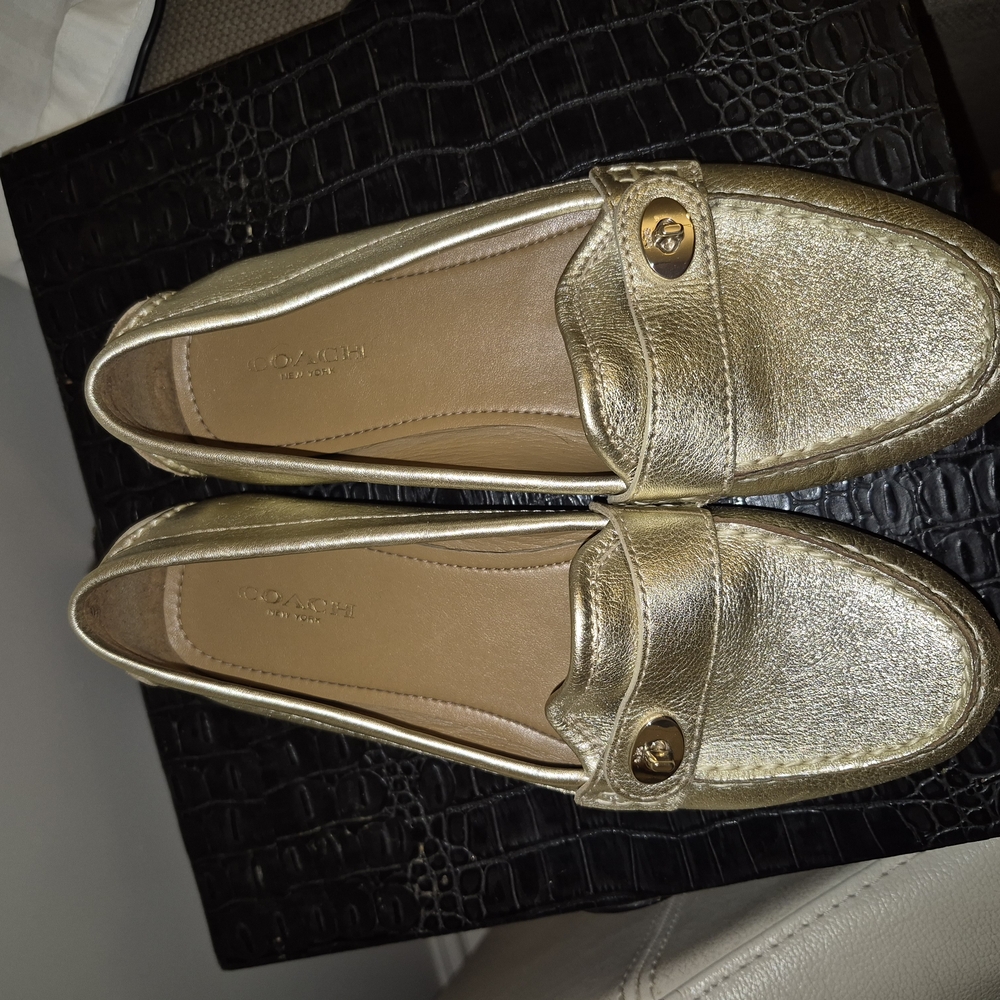 Coach Women's Gold Loafers